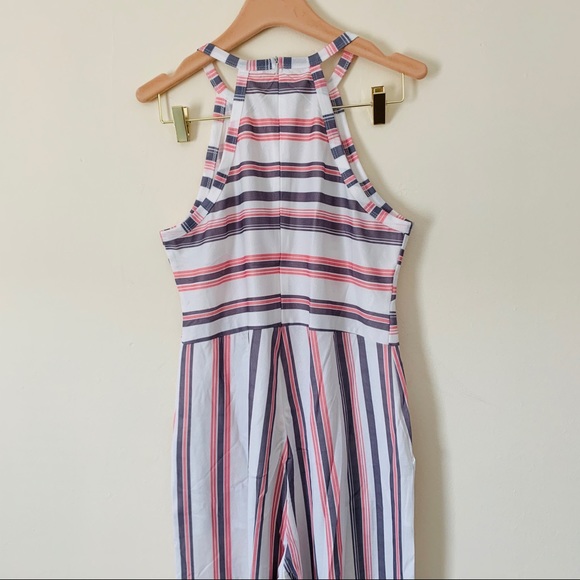 Italian  Pink Stripe Jumpsuit with Pockets - Picture 14 of 16